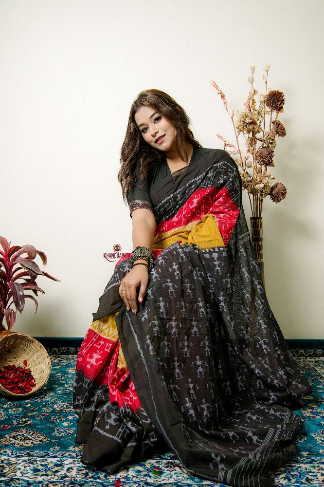 khanduapata Multicolor Tribal Doll Design Cotton Saree For Women - Distacart