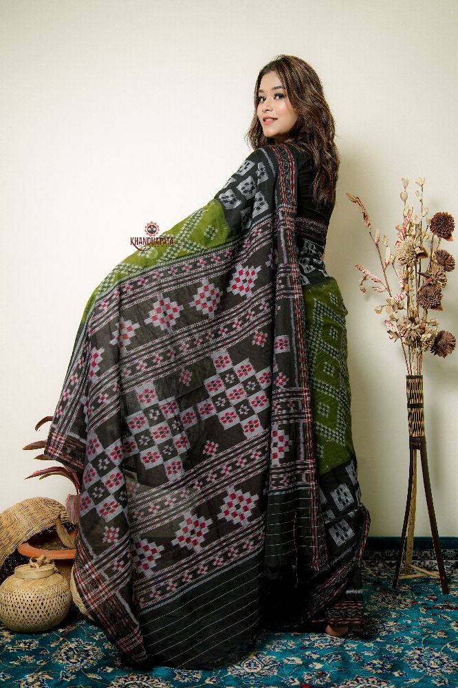 khanduapata Black And Grey Box Design Cotton Saree For Women - Distacart
