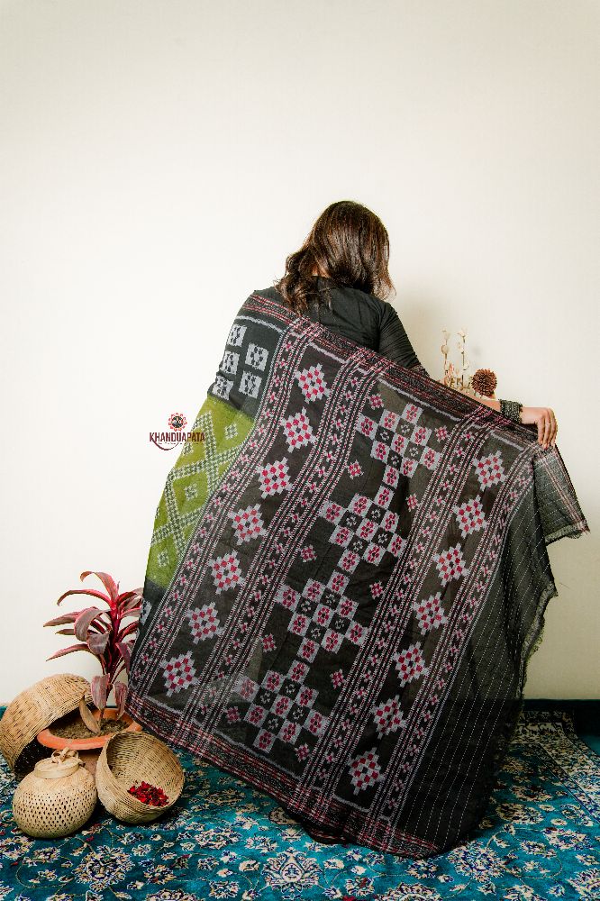 khanduapata Black And Grey Box Design Cotton Saree For Women - Distacart