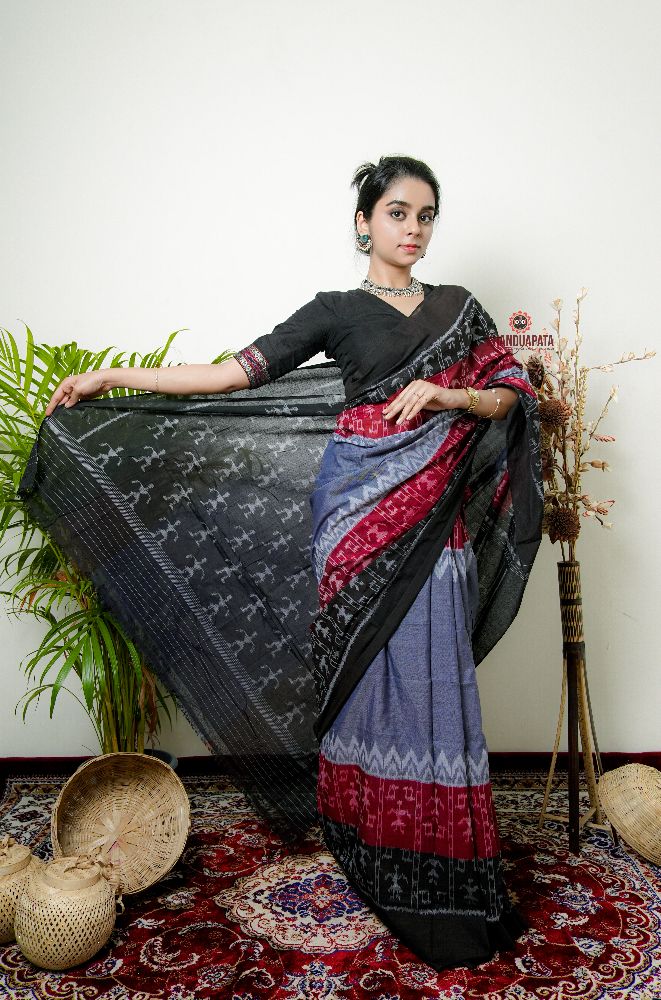 khanduapata Grey Doll Design Cotton Saree For Women - Distacart