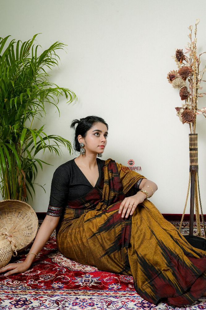 khanduapata Mustard Colour Plain Cotton Saree For Women - Distacart