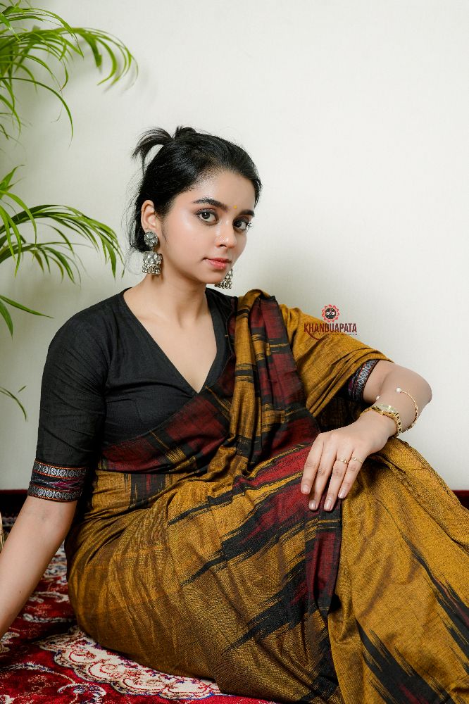 khanduapata Mustard Colour Plain Cotton Saree For Women - Distacart