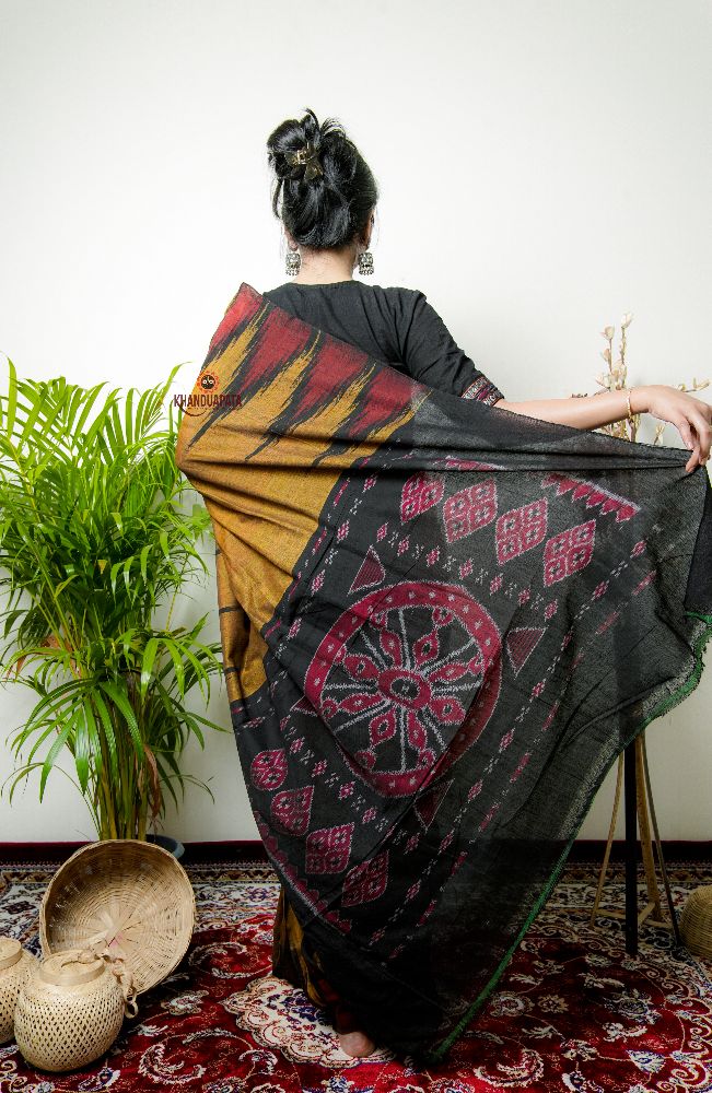 khanduapata Mustard Colour Plain Cotton Saree For Women - Distacart