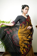 khanduapata Mustard Colour Plain Cotton Saree For Women - Distacart