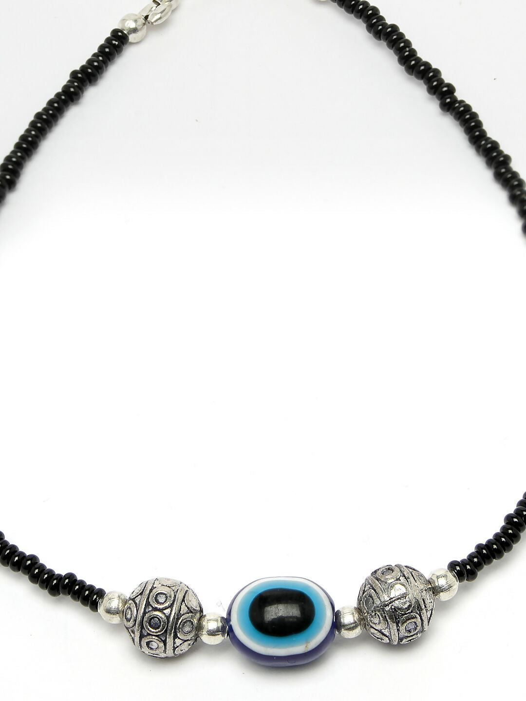 NVR Women Set of 2 Brass-Plated Stone-Studded & Evil Eye Beaded Anklet - Distacart