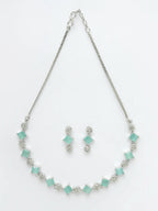 NVR Women Silver Plated & Blue Cz Stone Handcrafted Jewellery Set