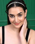VOJ Silver Plated AD Stone Studded Hair Band