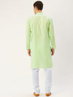 Jompers Men's Lime Cotton Solid Kurta Payjama Sets