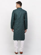 Jompers Men's Olive Printed Cotton Kurta Payjama Sets