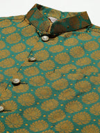 Jompers Men's Green Self-Designed Waistcoat