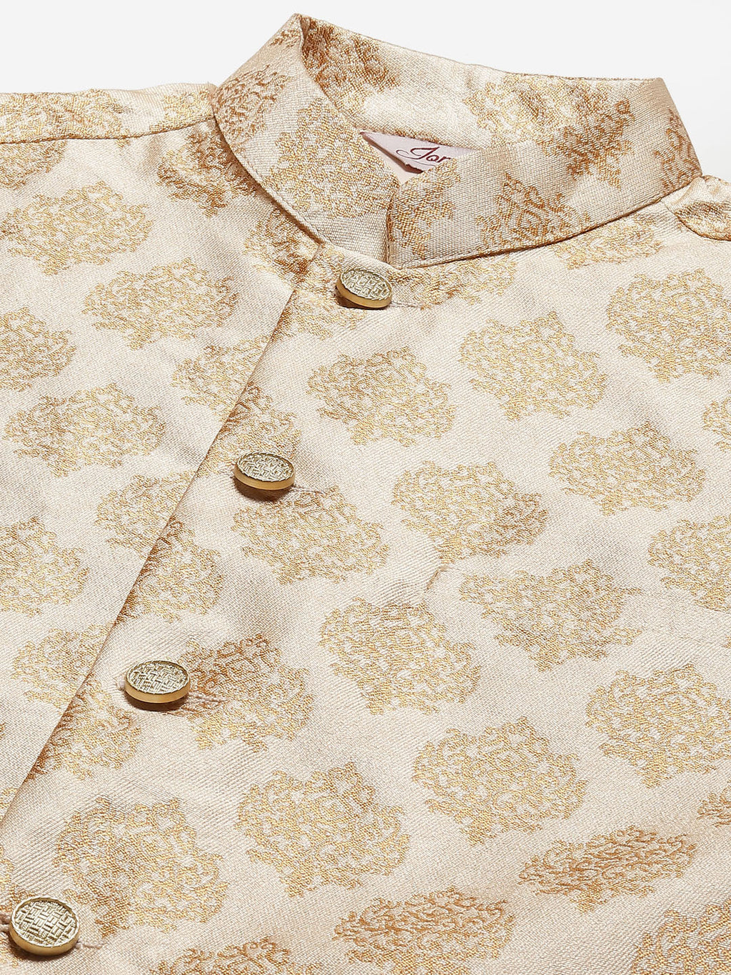 Jompers Men's Beautiful Cream Printed Nehru Jacket