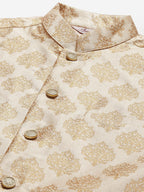 Jompers Men's Beautiful Cream Printed Nehru Jacket