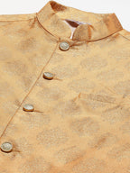 Jompers Men's Peach Printed Nehru Jacket