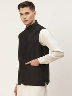 Jompers Men's Beautiful Black Solid Nehru Jacket