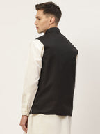 Jompers Men's Beautiful Black Solid Nehru Jacket