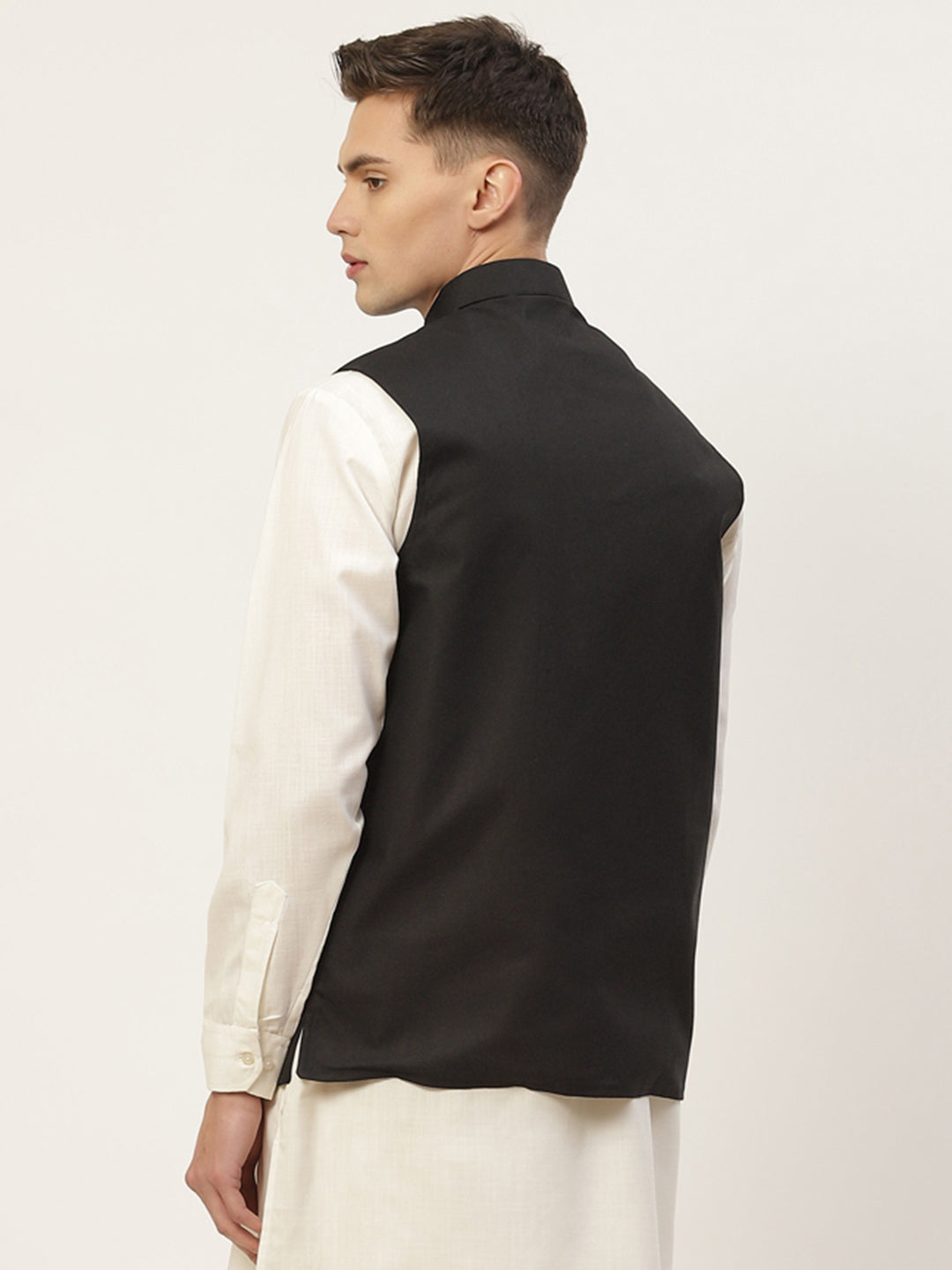 Jompers Men's Beautiful Black Solid Nehru Jacket