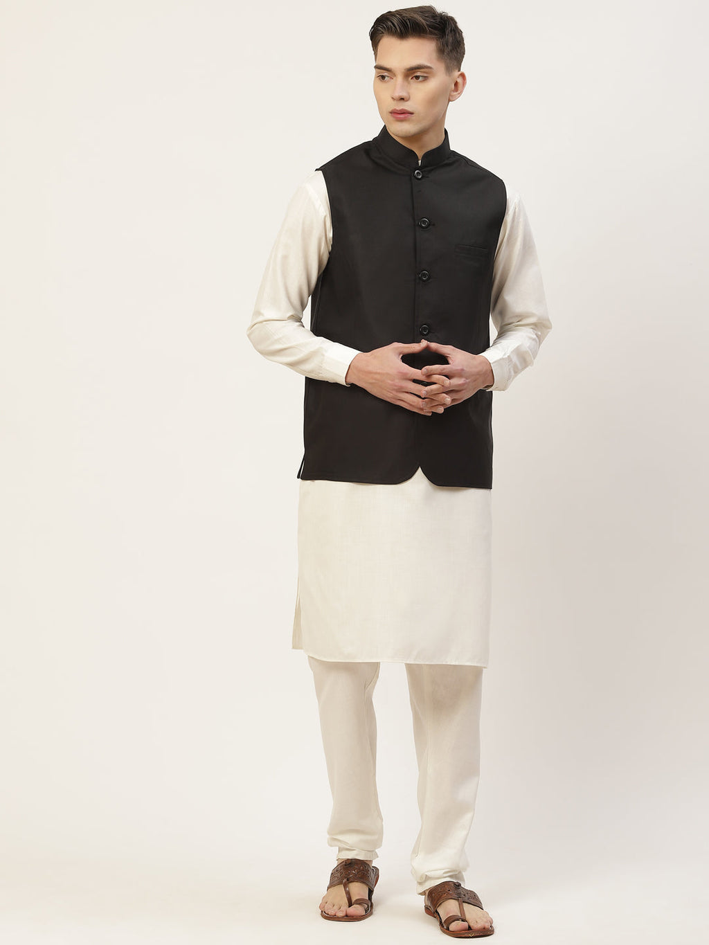 Jompers Men's Beautiful Black Solid Nehru Jacket