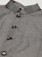 Jompers Men's Charcoal Solid Nehru Jacket