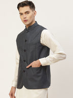 Jompers Men's Beautiful Teal Solid Nehru Jacket