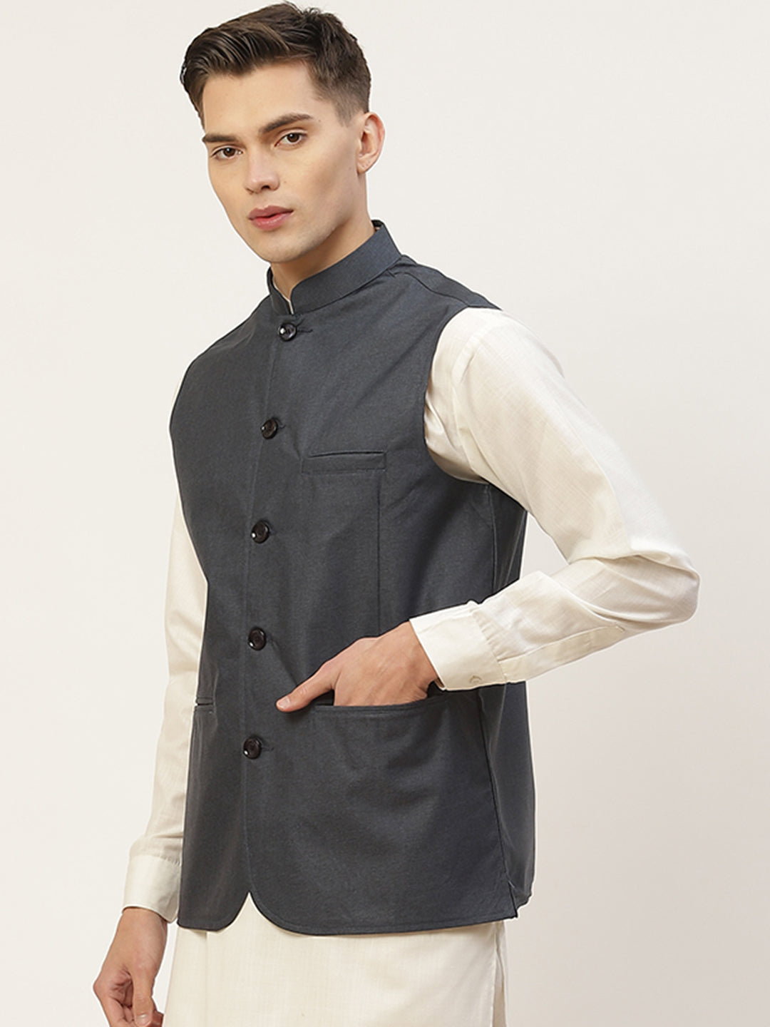 Jompers Men's Beautiful Teal Solid Nehru Jacket