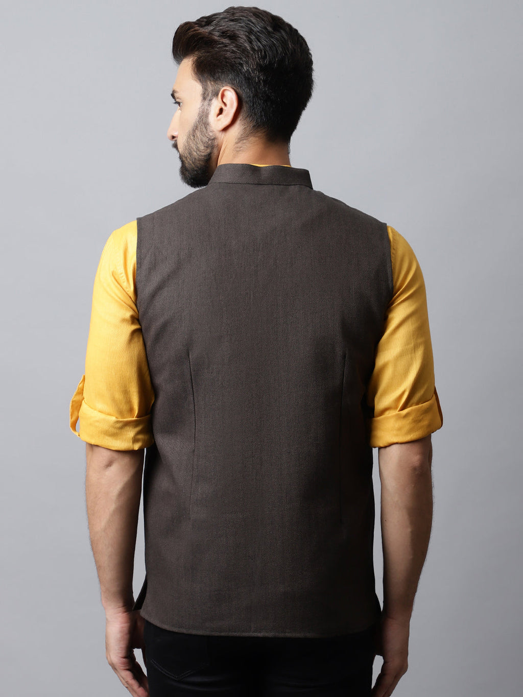 Even Apparels Men's Brown Nehru Jacket With Welt Pockets