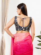 Joban Fashion Navy Blue Silk Padded Blouse With Sweetheart Neck Sleeveless - Distacart
