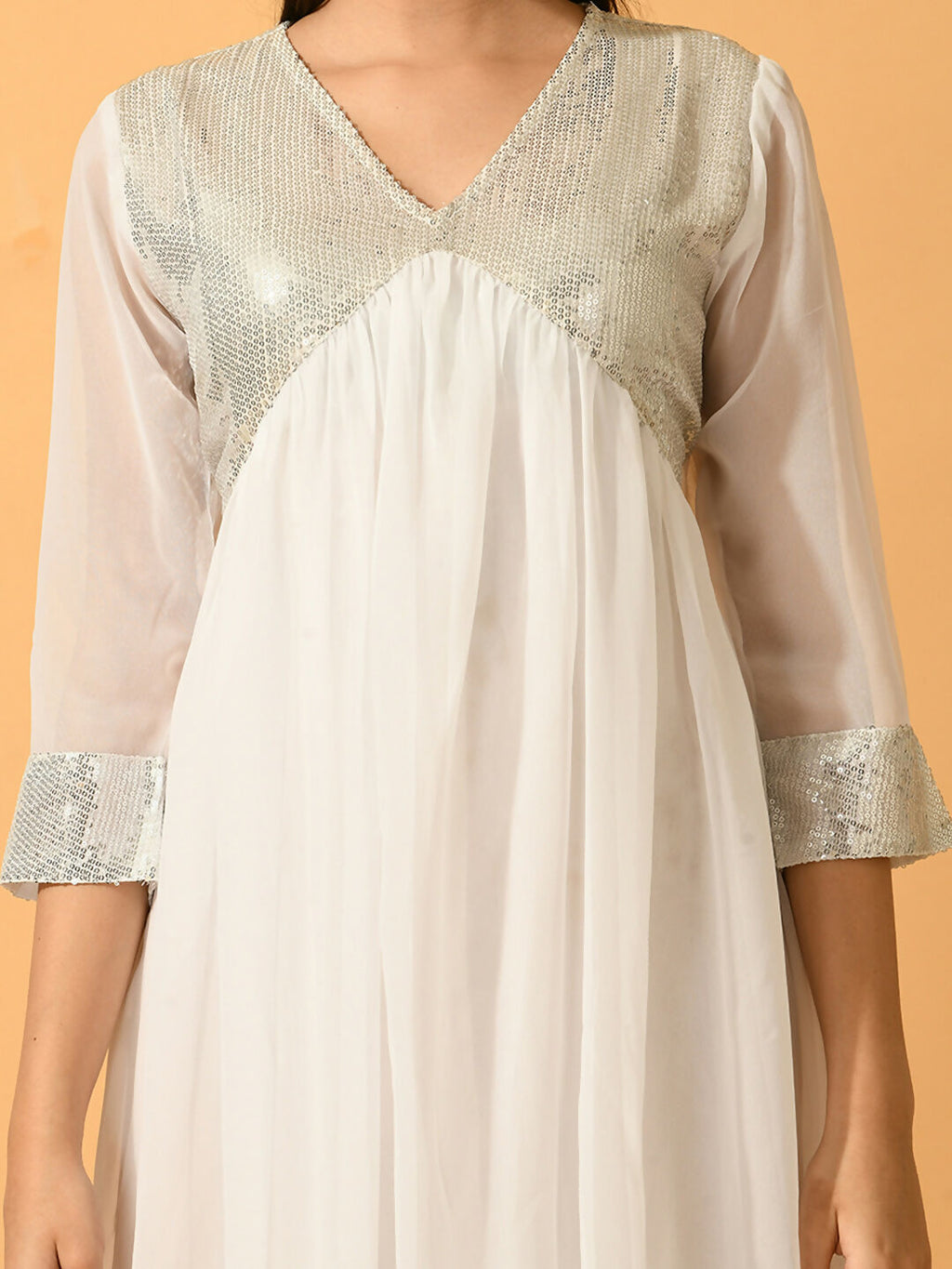 Myshka Women's White Fit and Flare Party Dress - Distacart