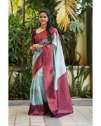 DEIANA'S Beautiful Designer Golden zari Soft Lichi Silk Saree - C Green