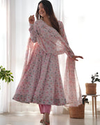 Lehenga Mart Pink Chiffon Designer Anarkali Suit Set