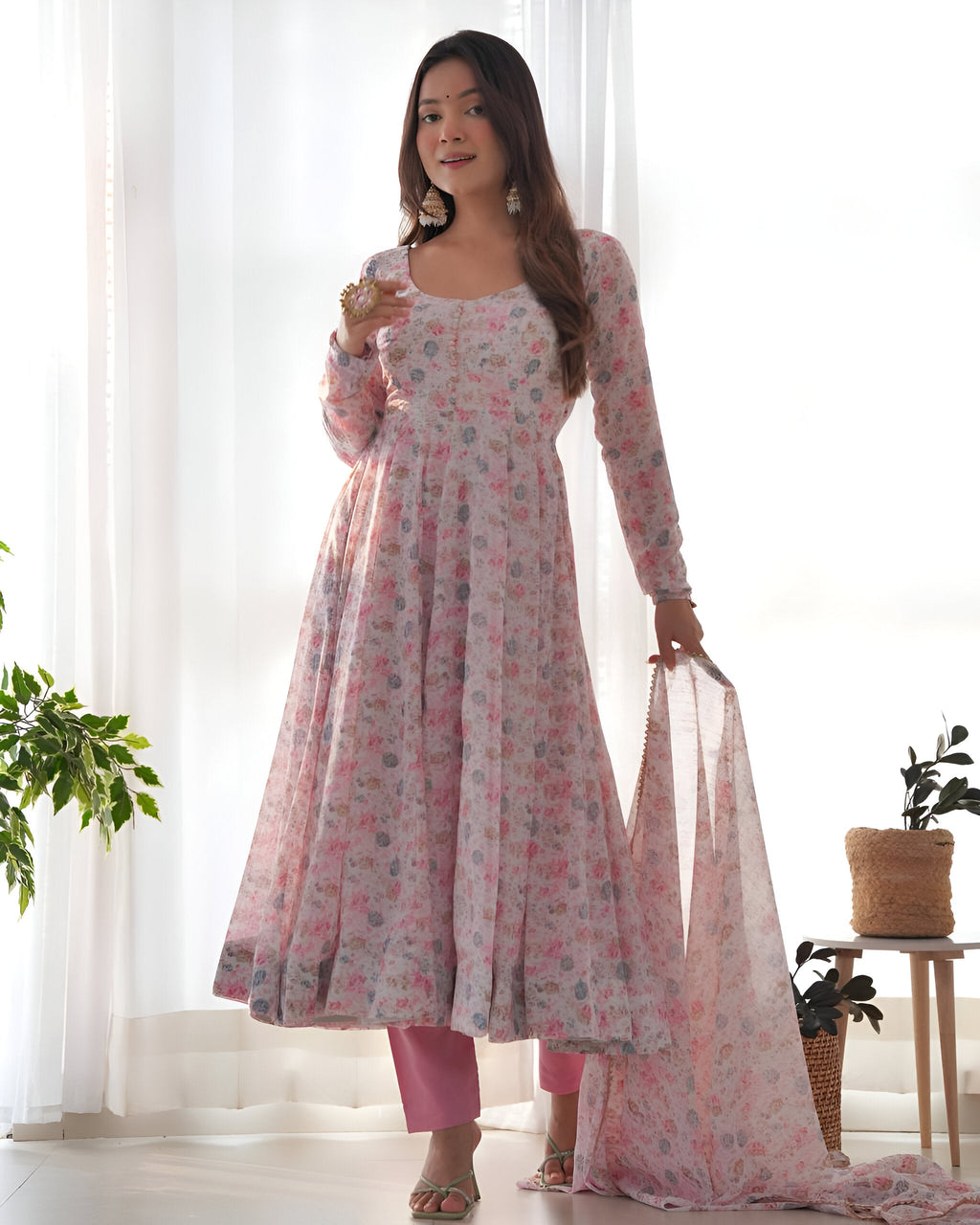 Lehenga Mart Pink Chiffon Designer Anarkali Suit Set