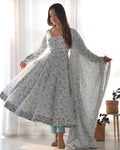 Lehenga Mart Sky Blue Chiffon Designer Anarkali Suit Set