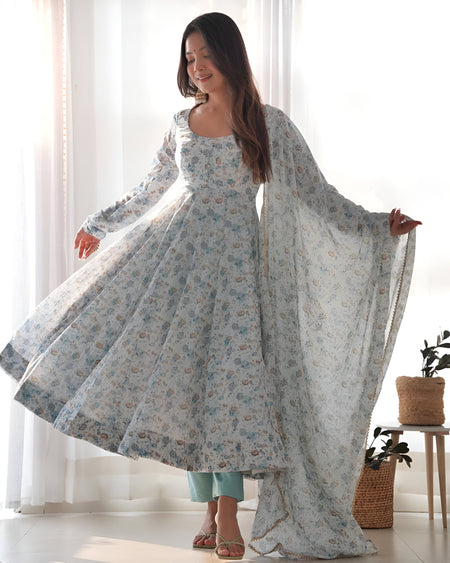 Lehenga Mart Sky Blue Chiffon Designer Anarkali Suit Set