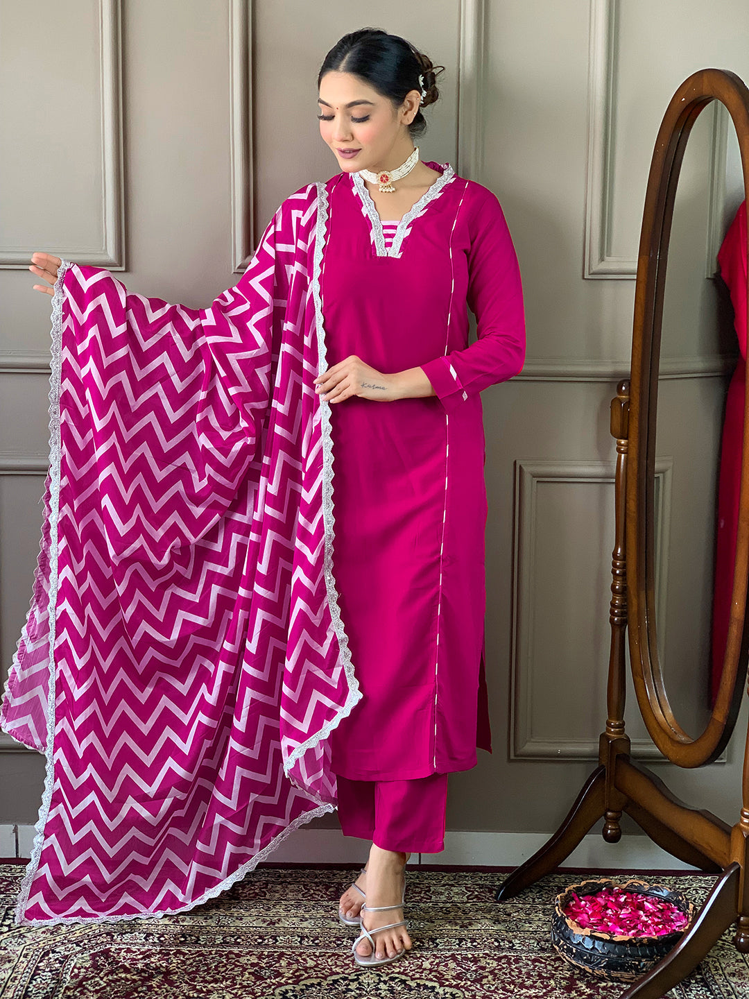 The52 Lemon Women Embroidered Viscose Straight Kurta Pant Dupatta Set - Distacart