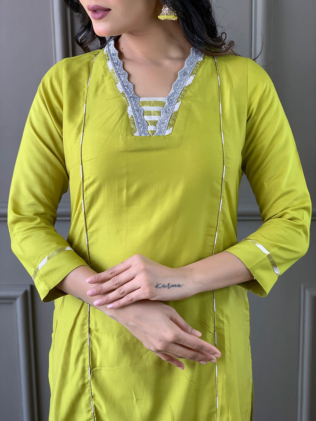 The52 Lemon Women Embroidered Viscose Straight Kurta Pant Dupatta Set - Distacart