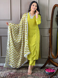 The52 Lemon Women Embroidered Viscose Straight Kurta Pant Dupatta Set - Distacart