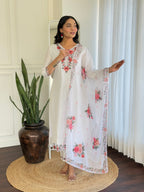The52 Thread work on Viscose Fabric Straight Kurta, Pant and Dupatta Set - Distacart