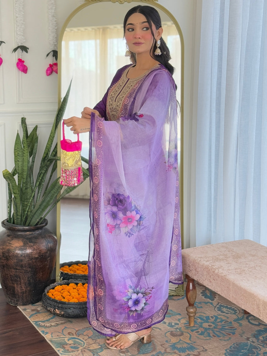 The52 Embroidered Rayon Fabric Straight Kurta, Pant and Dupatta Set - Distacart