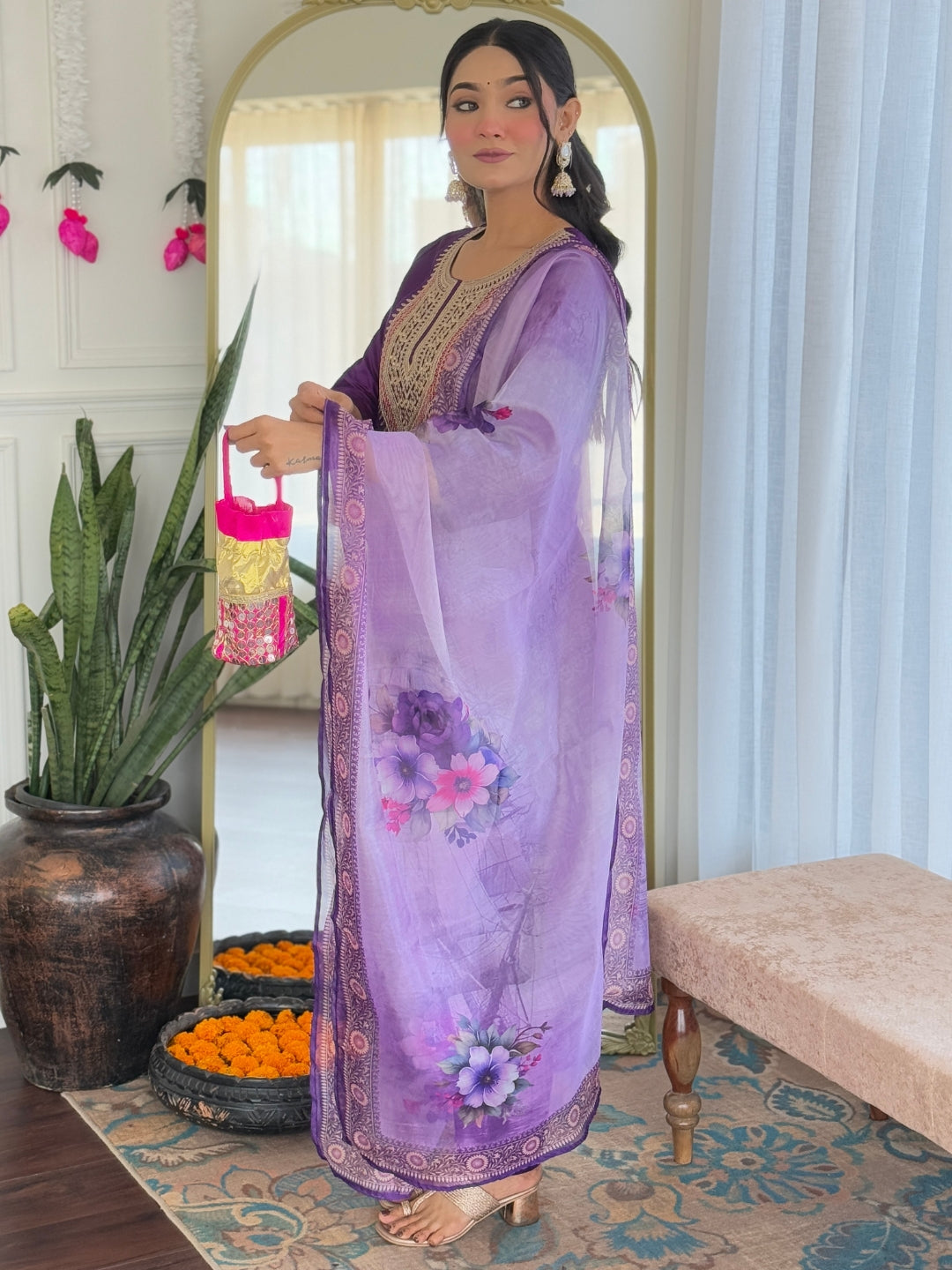 The52 Embroidered Rayon Fabric Straight Kurta, Pant and Dupatta Set - Distacart