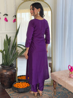 The52 Embroidered Rayon Fabric Straight Kurta, Pant and Dupatta Set - Distacart