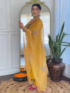 The52 Mustard Embroidered Rayon Fabric Straight Kurta, Pant and Dupatta Set - Distacart
