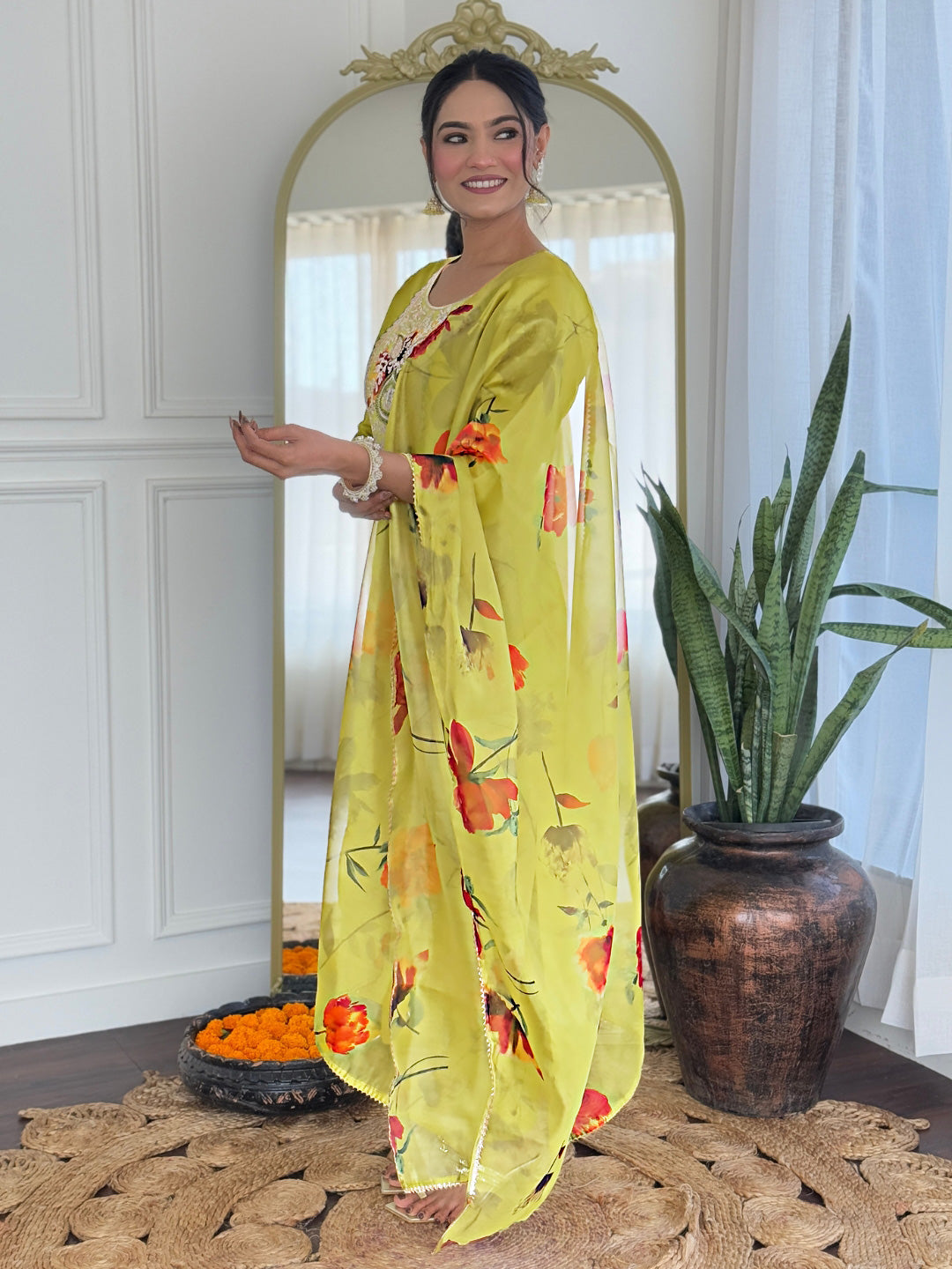 The52 Liril Embroidered Rayon Fabric Straight Kurta, Pant and Dupatta Set - Distacart
