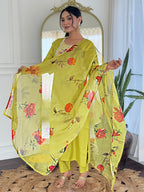 The52 Liril Embroidered Rayon Fabric Straight Kurta, Pant and Dupatta Set - Distacart