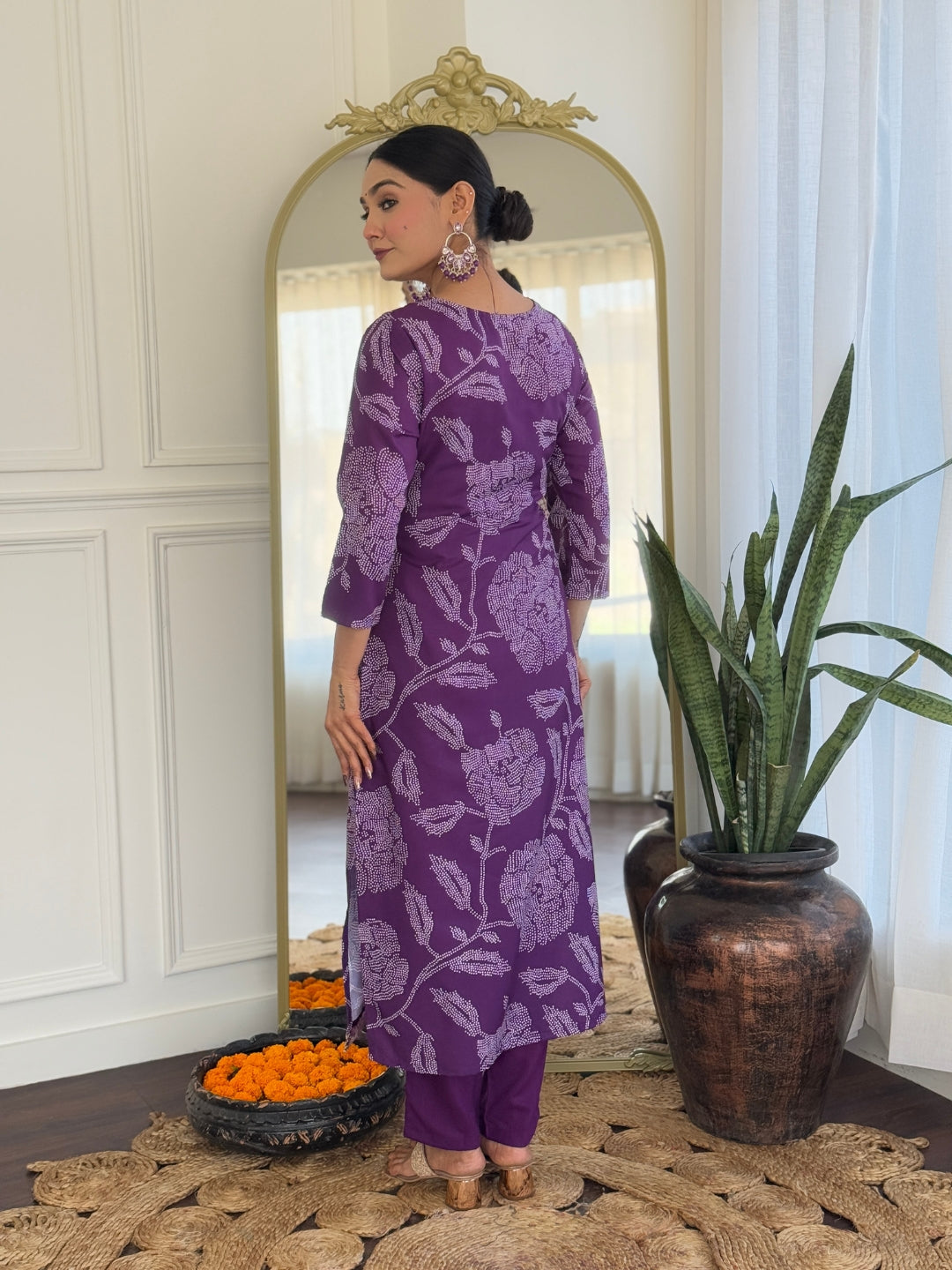 The52 Purple Embroidered Rayon Fabric Straight Kurta, Pant and Dupatta Set - Distacart