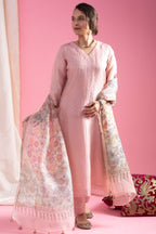 Lorenvalley Pink Roman Silk Embroidered With Sequence work Kurta Set - Distacart