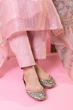 Lorenvalley Pink Roman Silk Embroidered With Sequence work Kurta Set - Distacart