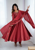 Lehenga Mart Designer Anarkali Suit Ready To Wear Kurta Pant With Dupatta For Women-Maroon - Distacart