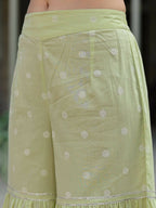 Juniper Women's Lime Green Cambric Floral Print Kurta Sharara Sets - Distacart