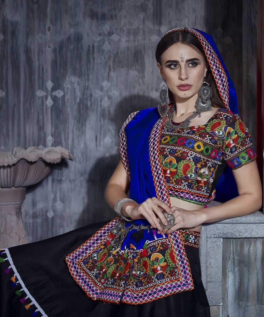 AI Fashion Black Art Silk Designer Navratri Lehenga Choli Collection