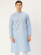 Jompers Men's Sky Cotton Floral printed kurta Only