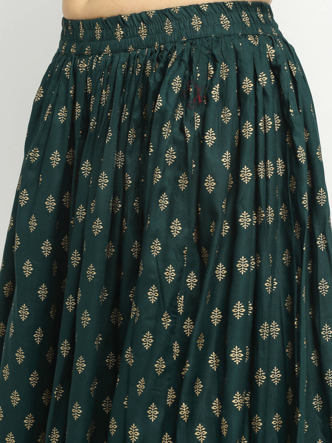 Rudra Bazaar Green Gold Printed Short Kurti With Skirt - Distacart